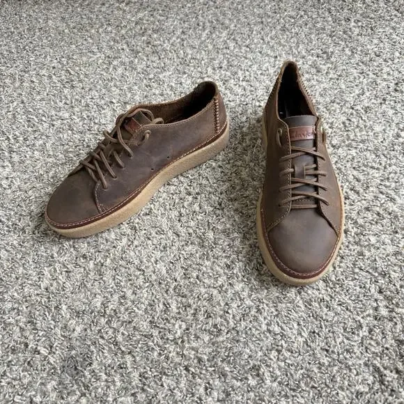 Clarks Oakpark Low Beeswax Leather Sneakers Oxfords Lace Up Casual